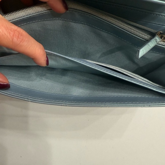 CHANEL Boy Quilted Long Flap Wallet in metallic blue with silver hardware - Picture 11 of 15